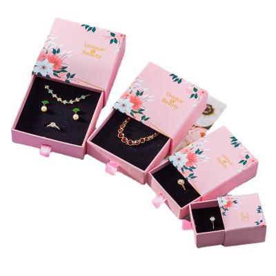 China Recyclable Wholesale Drawer Type Exquisite Jewelry Box , Heaven And Earth Cover Ring Rose Packaging Box for sale