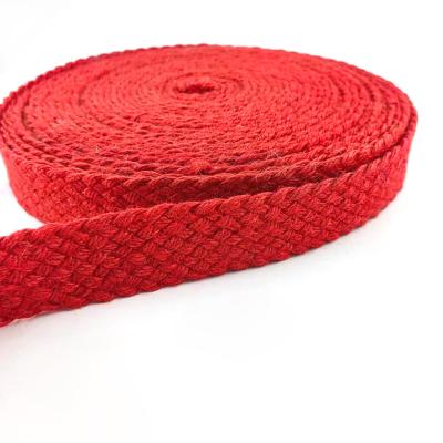 China Sustainable Red Herringbone Jute Braided Belt with Colorful Woven Ribbon Webbing for sale