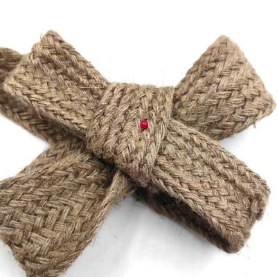 China Duurzame 4cm breed hennep gebreide riem Jute riemen voor Diy handgemaakte cadeau verpakking decoratie Te koop