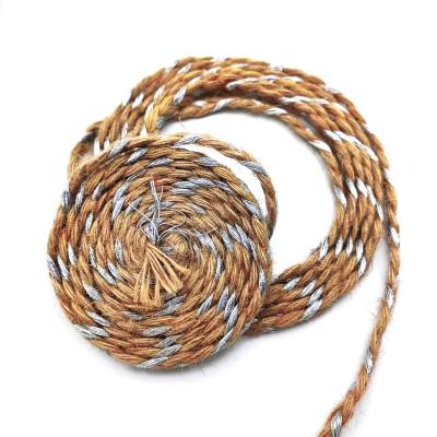 China Revamp Your Garment Packaging with Silver Wire Braided Hemp Decorative Cord Jute Rope for sale