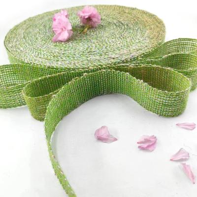 China Exquisite Deco Green Webbing 100% Jute 1.5 Inch Jute Ribbon for Webbing and Packaging for sale