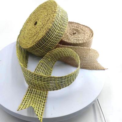 China Jute Decorative Webbing for Bags Decoration 45mm Wide Green Home Textile for sale