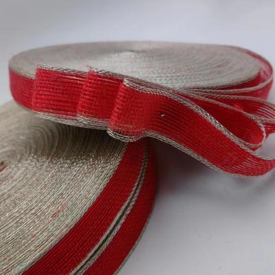 China Colorful Edge Fishing Thread Jute Ribbon Curtain Hook Fabric Ribbon for Bag Belt for sale