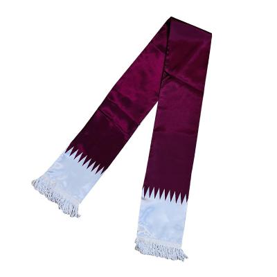 China Custom 2022 Qatar Logos Flag Design Qatar Club Football Scarf Team Acrylic Scarf Factory Custom Polyester Acrylic for sale