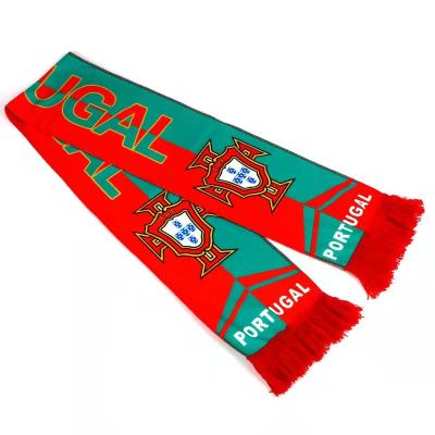 China 2022 Hotel and Resort World Cup Polyester Portugal Soccer Fan Scarf Different Material Soccer Scarf for sale