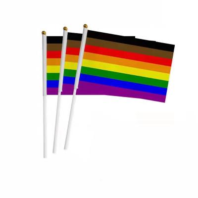 China Gay Pride Hand Flag Rainbow Series Philadelphia Automotive Indoor Outdoor Polyester Hand Held Flag for sale