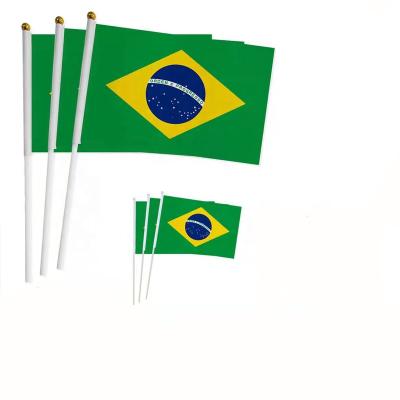 China 2022 Hand Held World Cup Qatar Flag Automotive Indoor Outdoor Brazilian Polyester Soccer Flag for sale