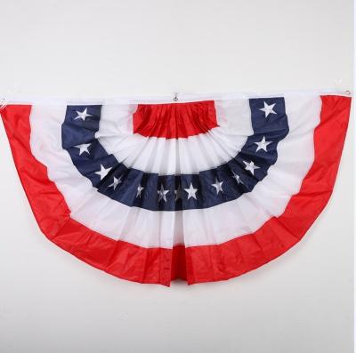 China USA Automotive Pleated Fan American Printed Flipping Flags Embroidered Stars Stripes USA Banner Independence Day Flag for sale