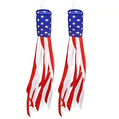 China Hotel and Resort American Patriotic Windsock High Quality Outdoor Hanging 60 Inch USA Stars and Stripes Flag Windsock for 4th of July Decoration for sale