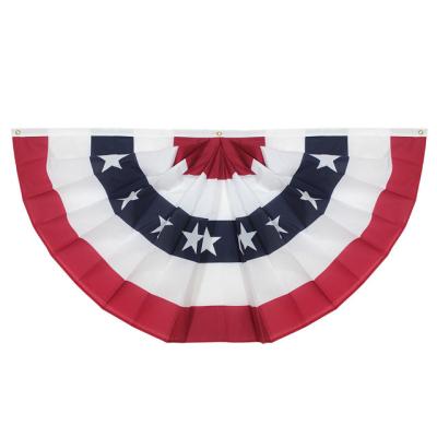 China Hotel and Resort Wholesales Fast Shipping High Quality 3*6ft Outdoor Hanging Fan Pleated American Flag Bunting for 4th of July Decoration for sale