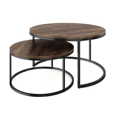 China Modern Black Round Glass Coffee Table (The Other) Side Adjustable Coffee Table Wire Iron Furniture Living Room Cafe for sale