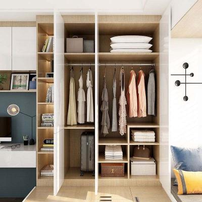 China Modern Design Foldable Glass Door Furniture Bedroom PA Wardrobe Wooden Walk In Closet for sale