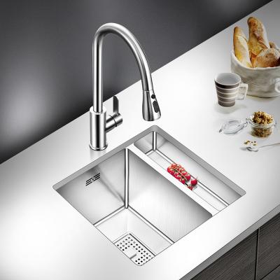 China Modern Deep Basin Nano Double Bowl Handmade Undermount Stainless Steel Kitchen Sink for sale