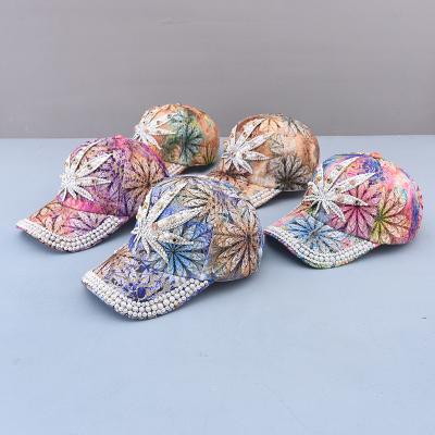 China COMMON sells 2021 Bling Bling hot sales colorful rhinestone women's baseball caps ponytail hats wholesale for sale