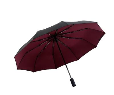 China Luxury Automatic Umbrella Black Minimalist Umbrellas Rain Three Times Automatic Windproof Umbrella for sale