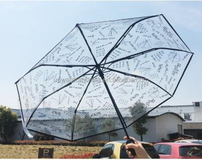 China Minimalist Fancy Umbrella 3 Transparencies Custom Pocket Printing Clear Transparent Umbrella for sale