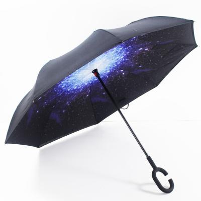 China Minimalist invented double umbrella reversed double layer c handle umbrella kazbrella umbrella c handle for sale