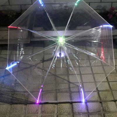 China Minimalist Clear Umbrella Transparent Led Light Umbrella 7 Color Led Light Umbrella Custom for sale