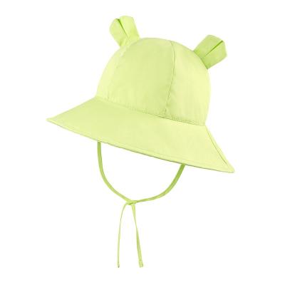 China Simple Character Sun Protection Kids Sun Hats Summer Baby Bucket Sun Hat With String Outdoor Hats for sale