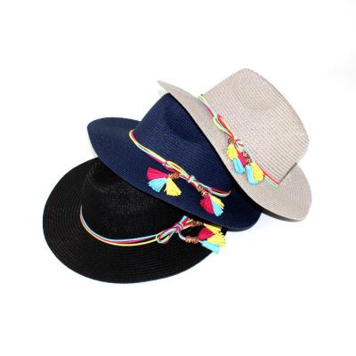 China Promotional Cheap Felt Hat Women's Daily Life Summer Sun Beach Straw Hat With Colorful On Sale for sale