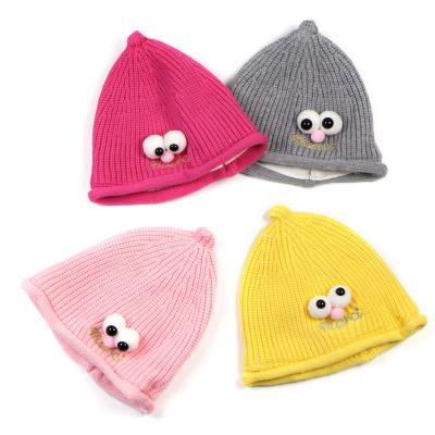 China Newest Candy Color Character Custom Baby Hat Cute Winter Hats For Kids Knitted Warm Beanie Cap For Sking for sale