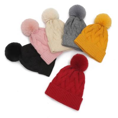 China HOT SALE Character Embroidered Logo Pink Knit Jacquard Pom Women Winter Hat Embroidery Hat Warm Knitted Mens Beanie Pom Pom for sking for sale