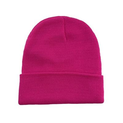 China COMMON lady rose red border acrylic warm pure lovers Amazon cold color ski hat autumn and winter knitting beanie for sale