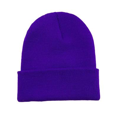 China Lovers pure warm acrylic border COMMON and winter bright purple elegance color ski hat autumn cold knitting cap for sale