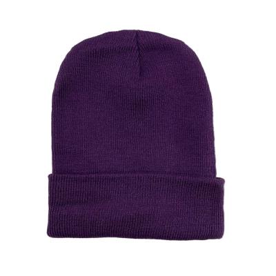 China COMMON Dark Purple Avoid Dirty Border Acrylic Warm Pure Lovers Cold Color Ski Hat Autumn And Winter Knitting Beanie for sale