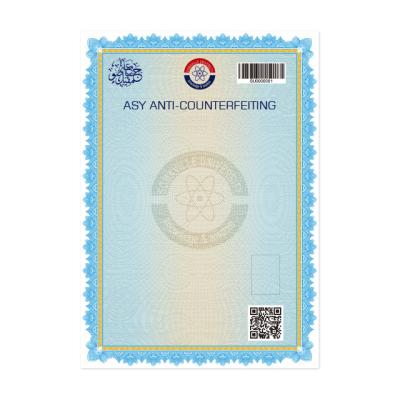 China 2021 Hot Sale High Quality Security Certificate Anti-Counterfeit For Government Anti-Counterfeit for sale