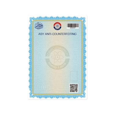 China Anti-fake UV Fiber Paper Security Yarn Customized Anti-counterfeit Custom Watermark Certificate of Authenticity Supplier for sale