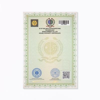 China Anti-fake Watermark Fiber Security Paper Hologram Transcripts/Authentication Certificate Anti-counterfeiting Certificate Supplier for sale