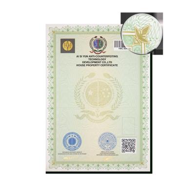 China Custom Anti-fake Certificate Degree Collection Paper Security Certificate Anti-counterfeiting Anti-counterfeit Supplier for sale