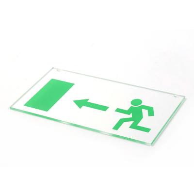 China New Design Custom Clear White Creative Wall Mount Fire Emergency Indication Sign Exit Hanging Sign Board For Sale for sale