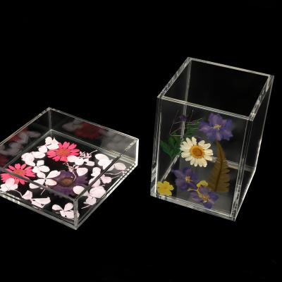 China Durable Desktop Container Box Acrylic Pen Holder for sale