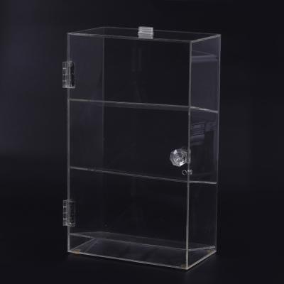 China shoe box display cabinet acrylic glass case 100% pure acrylic 3 layers small custom multifunctional retail countertops with round handle for sale