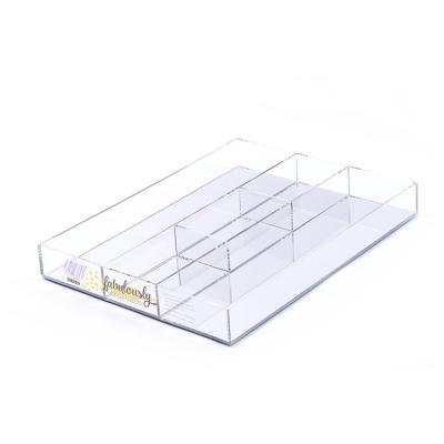 China Simple Modern Cheap Custom White Square Mirror Acrylic Eyelash Organizer Dividers Serving Tray With Compartments for sale