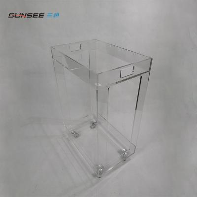 China Eco-friendly Hotel Clear Acryl Serving Cart Moving Acrylic Rolling Kitchen Serving Cart Trolley For Hotel for sale