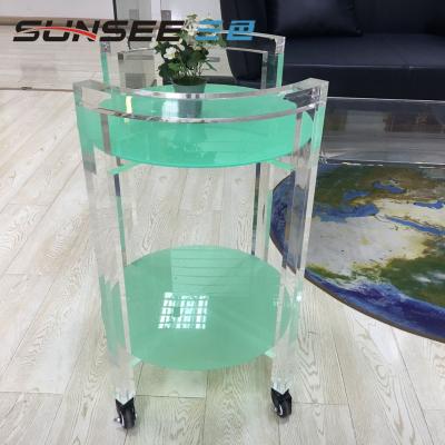 China Portable Acrylic Hotel Living Room Dining/Office Tea Shelf Serving Bar Rolling Coffee Cart Business For Sale for sale