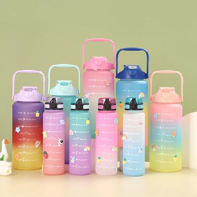 China BPA Free Motivational Plastic Water Bottle Modern Customized Tritan Sports Water Cup 1L+2L for sale