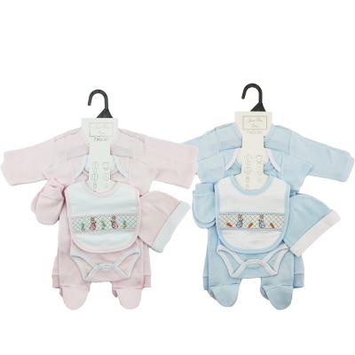 China 100% Cotton Newborn Anti-Shrink Baby Interlock All Season Breathable Knitted Unisex Baby Clothing Set for sale