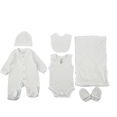 China Interlock Anti Shrink 100% Cotton Single 7 Pieces All In One Cute Breathable Baby Clothing Set for sale