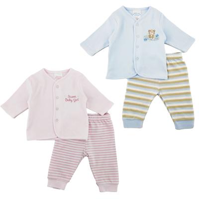 China Boy And Girl Anti-shrink Two Color Heat All Season 2 Interlocking Cotton Baby Cute Casual 100% Pieces Clothing Set for sale