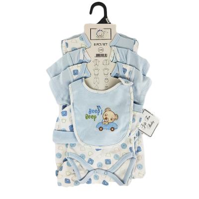 China High Quality Anti-Shrink 100% Cotton Layette Baby Clothes 8 PCS Set With Baby Bear Feeder Pattern for sale