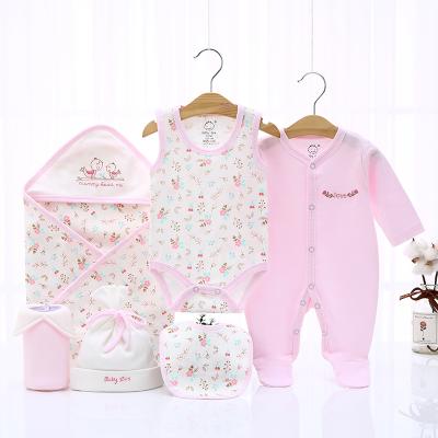 China Cute Warm Printed 100% Baby Girl Pattern Baby Clothing Set Antibacterial 6 Pieces Cotton for sale