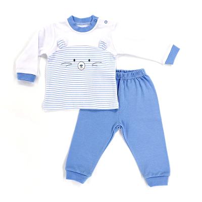 China 2021 Factory Set Anti-static Hot Selling Soft 100% Cotton Cute Baby Cloth 2 Pieces With Bear Pattern for sale