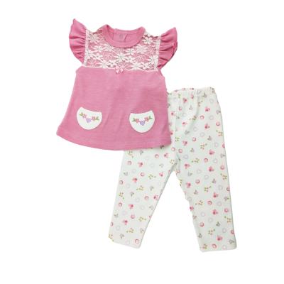 China Baby Antibacterial Summer Printed Velvet Cotton Polyester Cute Affordable Baby Romper 2 Pieces for sale