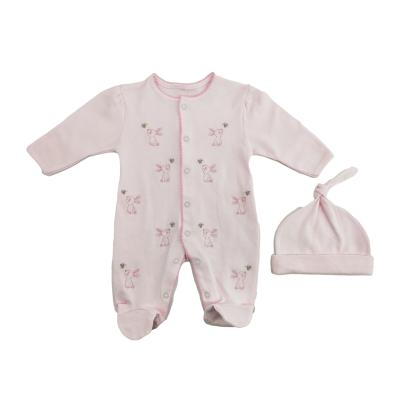 China 2020 High End Longsleeve Baby Fashion 100% Cotton Pink 2 Pieces All Season Baby Romper for sale