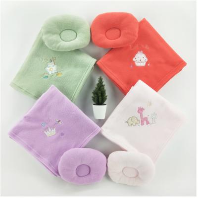 China Anti-bacteria Multi Color Option Cute Soft Baby Sleep Gear All Season 100% Polyester Baby Blanket And Pillow for sale