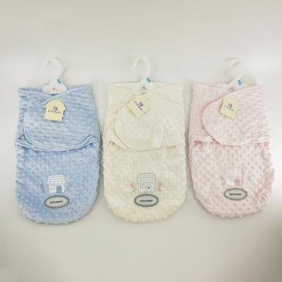 China 2 Colors Embossed Newborn Baby Sleeping Bag High Quality Warm Breathable Fleece Sleep Gear Antibacterial Cute for sale